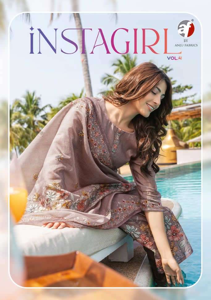 INSTAGIRL VOL 4 MODAL SILK COTTON LINNING KATHA WORK KURTI WITH JAAM SILK PANT AND DUPATTA BY AF BRAND POSTER